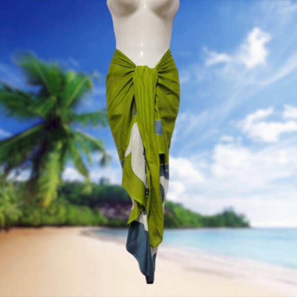 Cover Up Handpainted Cotton Batik Coverups Strapless Dress Wrapskirt Home Accent - Picture 7 of 7